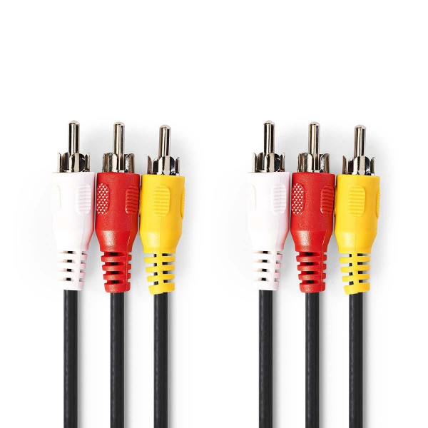 Composiet Videokabel 3x RCA Male - 3x RCA Male 10,0 m zwart